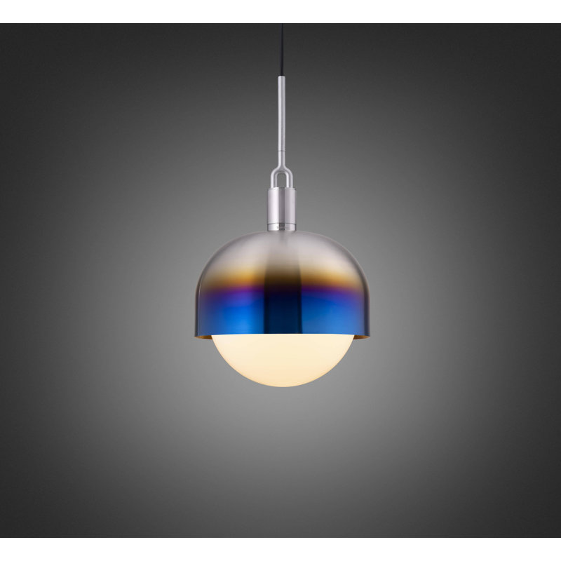 Linear Knurl 1 - Light LED Pendant, Opal/Burnt Steel