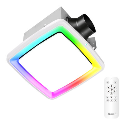 Bathroom Exhaust Fan with Humidity Sensor, 110 CFM 1.5 Sones Bathroom Vent Fan with RGB Light, Dimmable LED Light,3 Colour Temperatures & Nightlight, Square