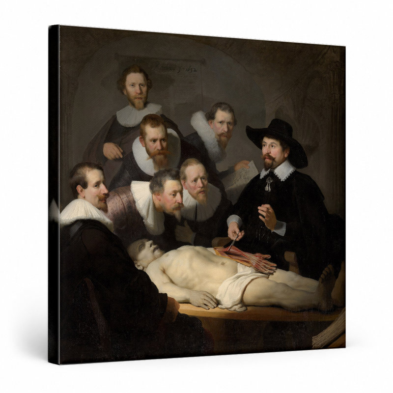 La leçon d'anatomie du Dr Nicolaes Tulp (1632) - art mural carré sur toile, 32" W x 32" H