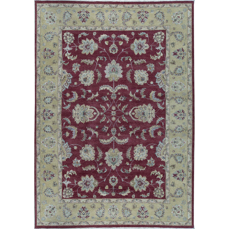 Tapis rouge et or de haute qualité noué à la main