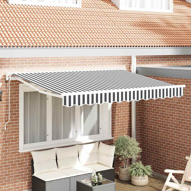 Brayden Studio Retractable Door / Window Awning, 350 cm W x 200 cm D, Anthracite/White/White