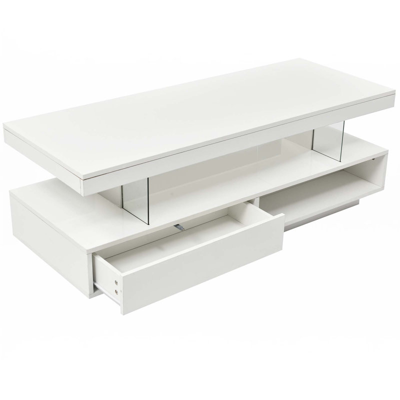 LED Coffee Table With Storage, White