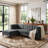 4 - Piece Upholstered Gray Tufted Corduroy Modular Sectional with Pillow Back and Removable Flip-Tray Top Storage Ottoman-1624904042