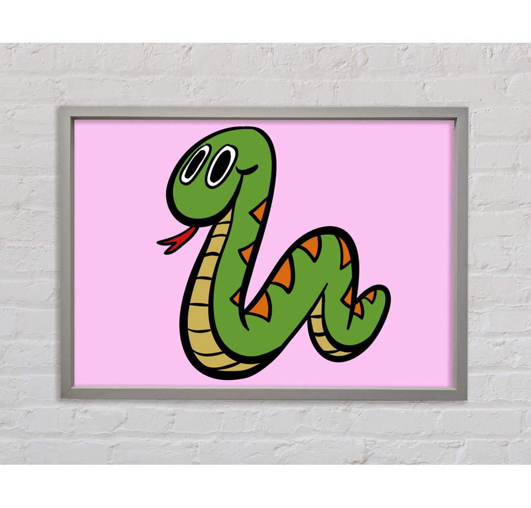 Gerahmtes Leinwandbild Cartoon Snake in Flieder