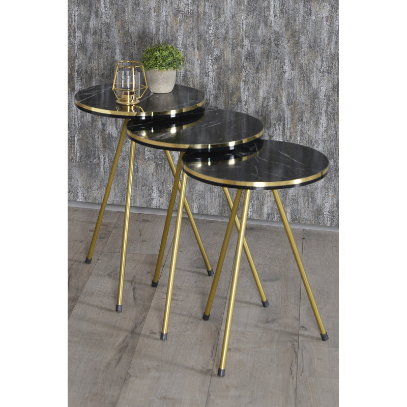 Onalaska Nesting Tables, Black Marble