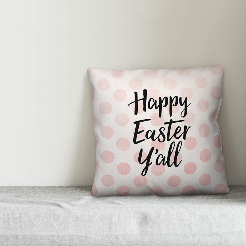  Coussin à pois Joyeuses Pâques, Polyester / Bourre en polyester, 18 po x 18 po