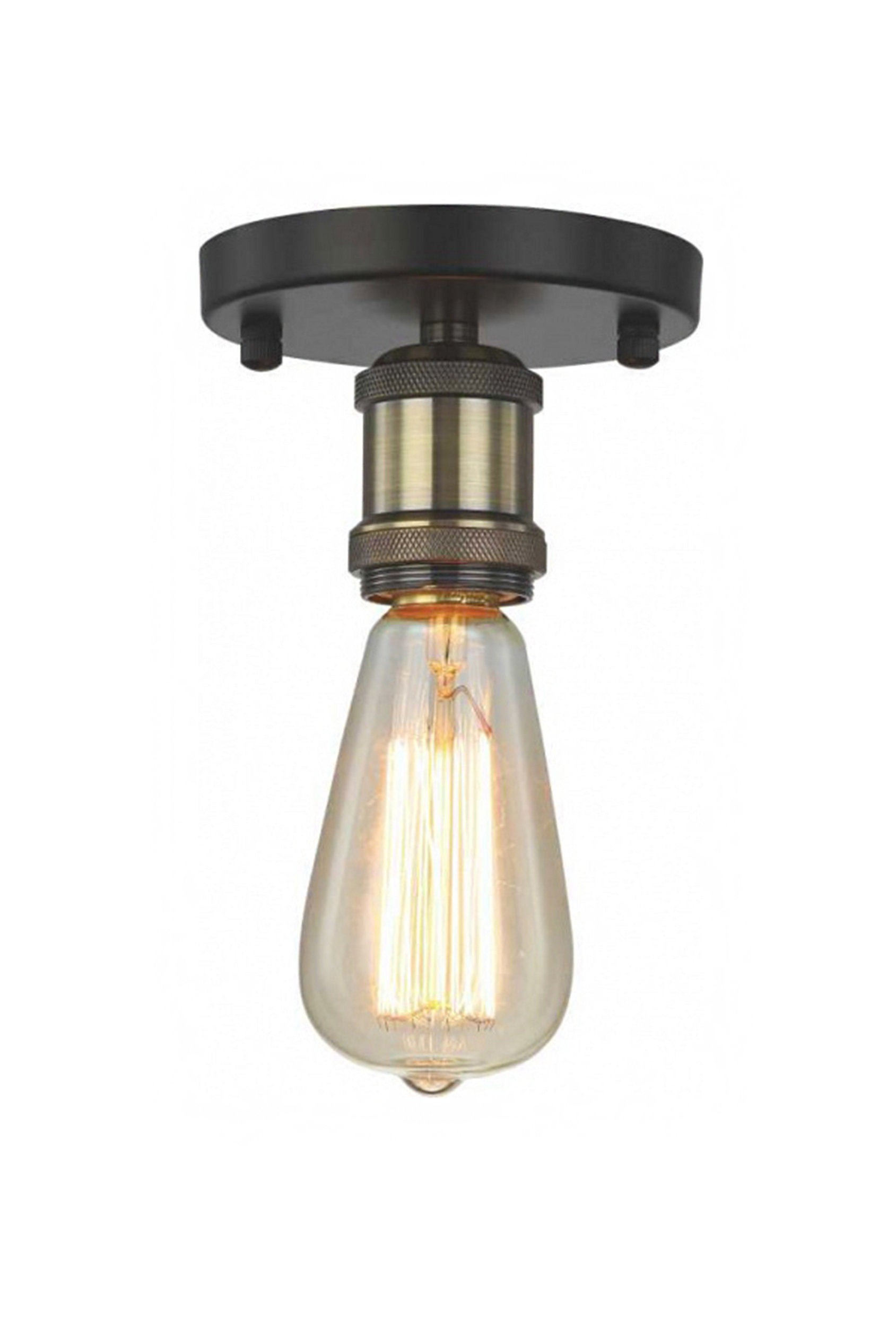 Williston Forge BLACK FRAME WITH ANTIQUE BRASS TIP FLUSH MOUNT ...