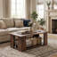 Grande table basse robuste en bois massif moderne de 41 pouces à 2 niveaux avec grande tablette de rangement ouverte pour le salon-1878057342