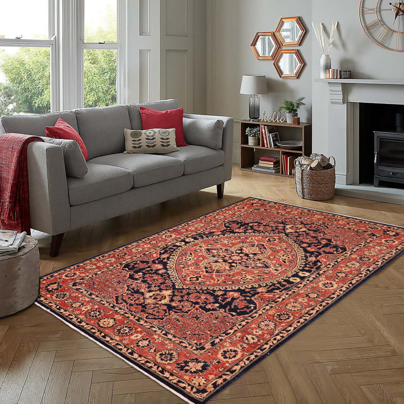 Tapis oriental jaune / noir / rouge en laine noué à la main 6 pi 3 po x 8 pi 6 po Baccio