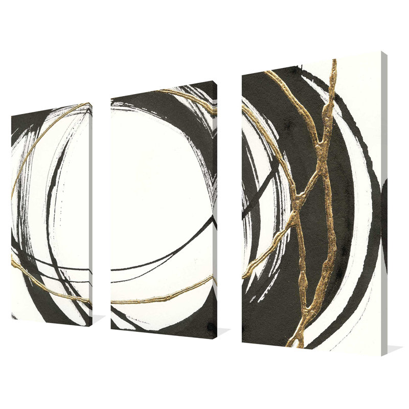 "Gilded Enso II", ensemble de 3 impressions sur toiles