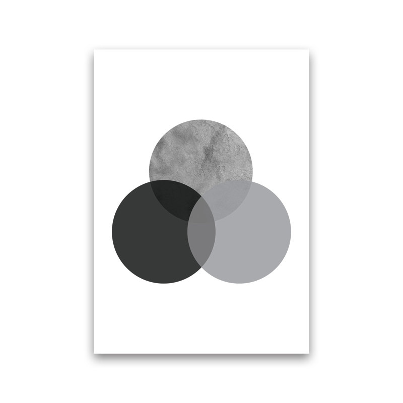 Geometric Grey And Black Circles by Pixy Paper - Print, Unframed, 42cm H x 29.7cm W x 1cm D