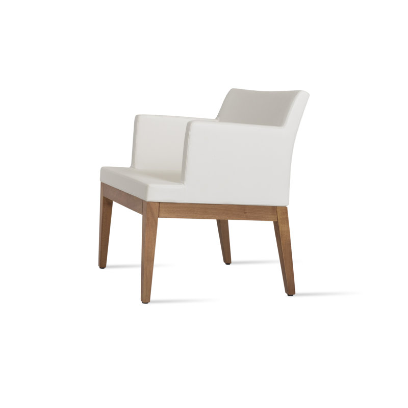 Soho Wood Lounge Armchair, White Faux Leather