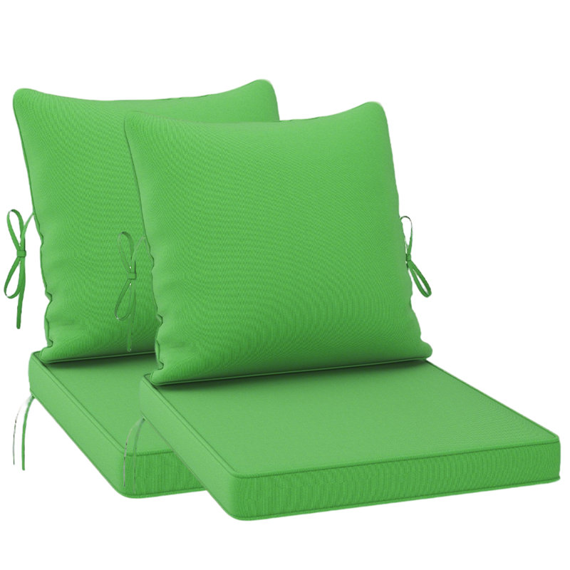 Outdoor 24 x 24 x 3.5 Inch High-Density Foam Cushion Set with Water-Repellent & UV-Resistant Cover for Outdoor Seat, Green