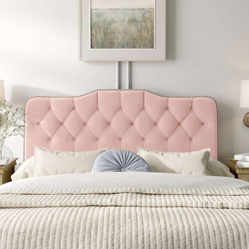 Aurkene Upholstered Headboard, California King, Velvet Blush