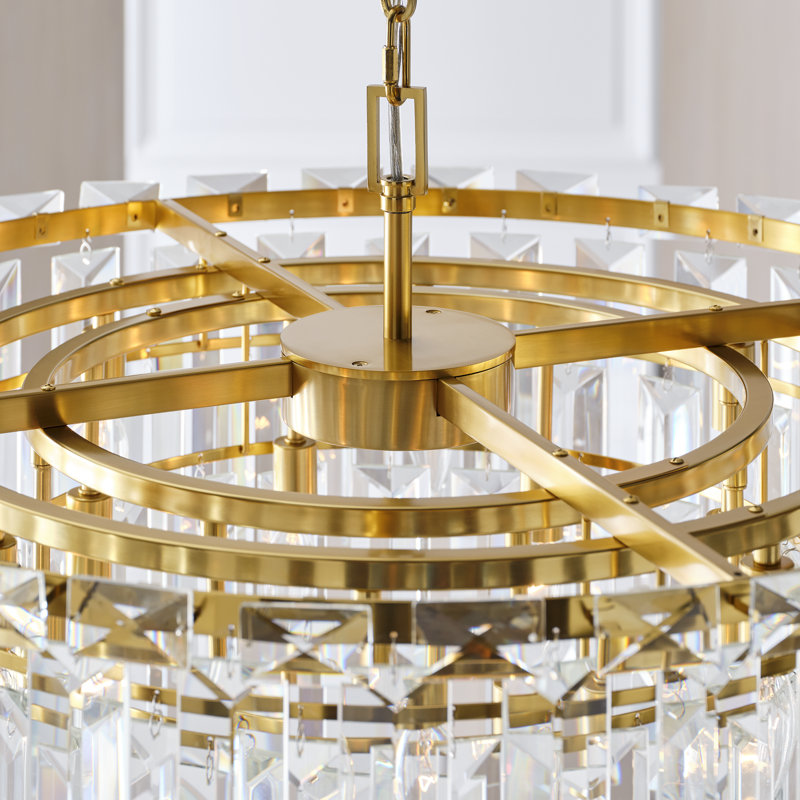 Arden Chandelier, Burnished Brass, 18.75" H x 32.88" W x 32.88" D