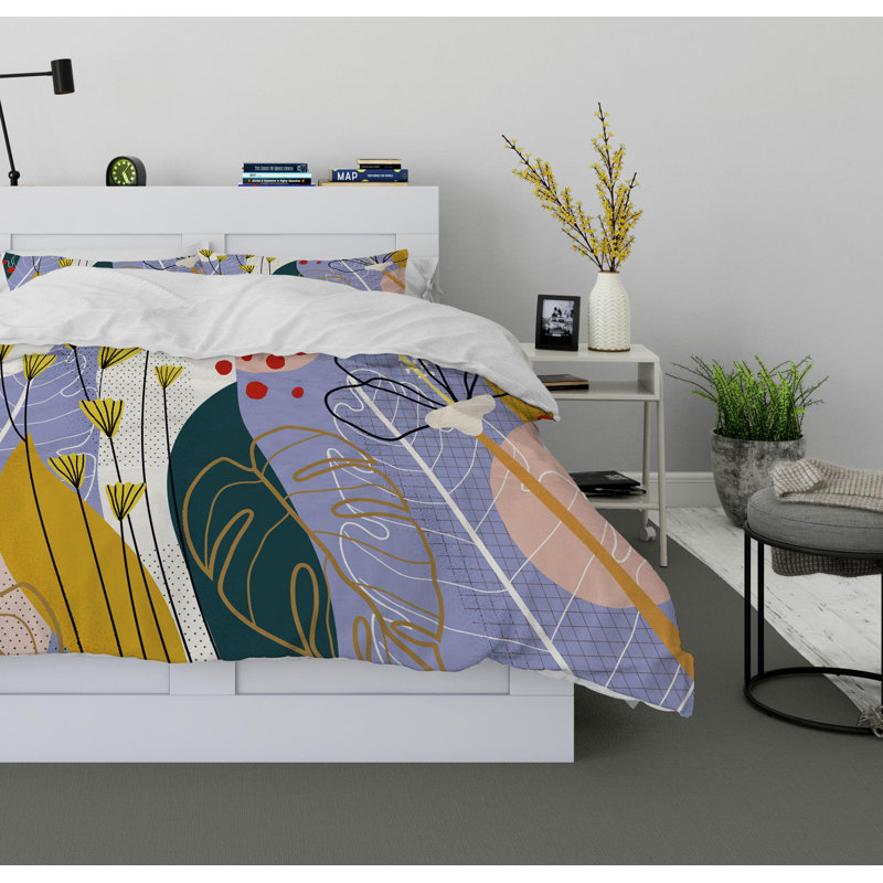 Tropical Leaves Tropical Twill Duvet Cover, Queen Duvet Cover + 2 Pillow Cases