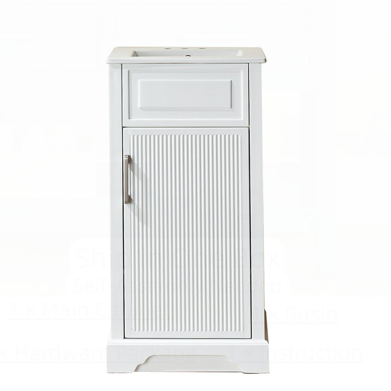 Meuble-lavabo autoportant entièrement assemblé avec plateau durable et portes à fermeture douce