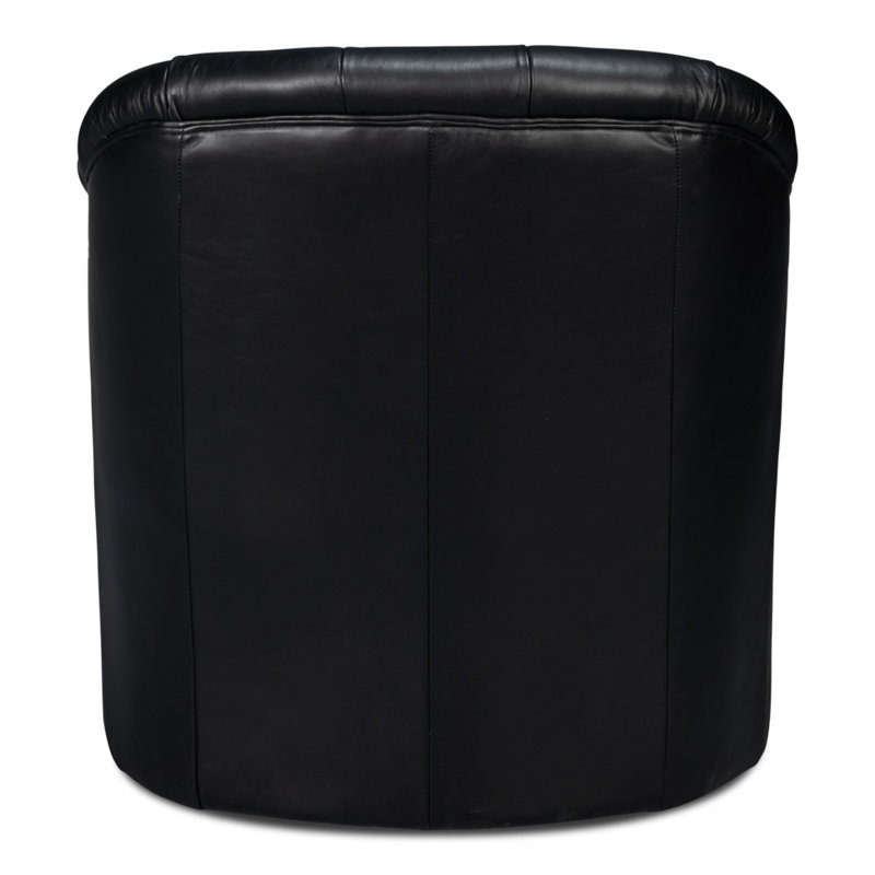 Coolidge Swivel Club Chair, Onyx Black Genuine Leather