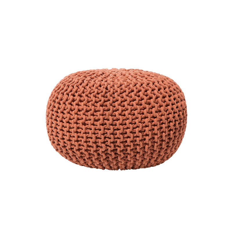 Bentall 40cm Wide Round Solid Colour Pouffe Ottoman, Golden Brown