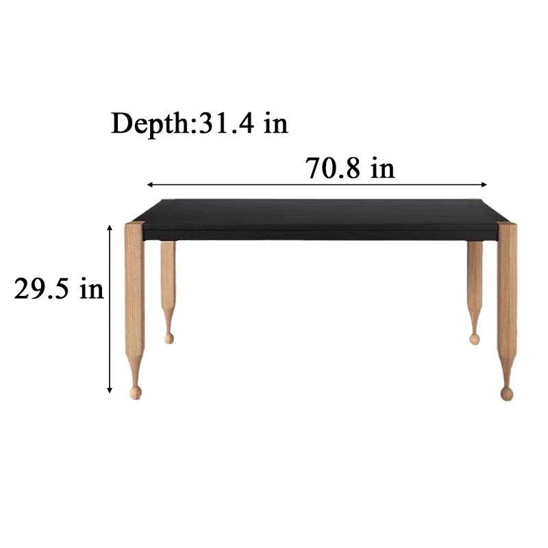 Table de salle à manger Yireh, H 29,5 po x L 70,8 po x l 31,4 po