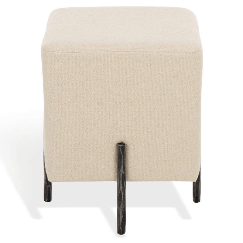 Dera Square Boucle Ottoman, Black