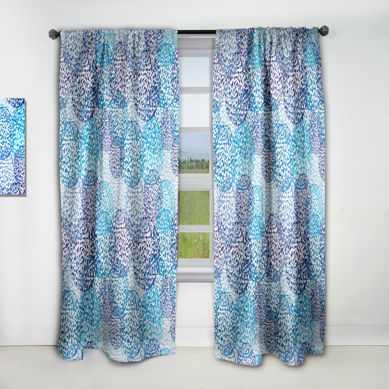Motif à motif de mer - Rideau simple occultant nautique et côtier abstrait, L 52 po x L 95 po