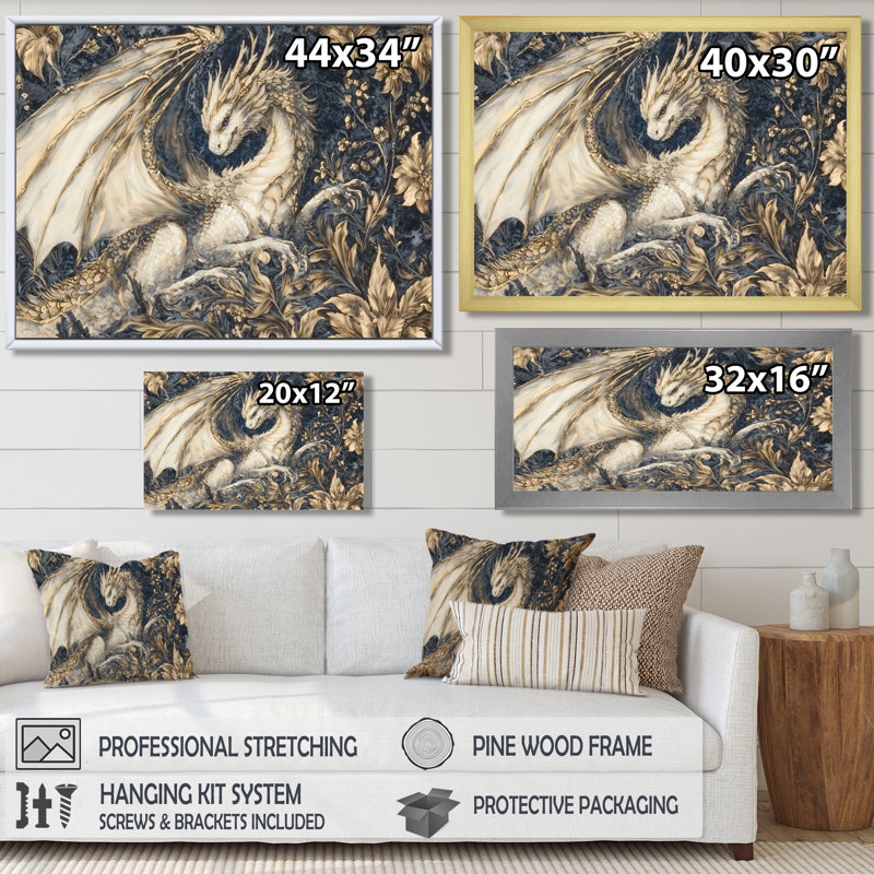 «Majestic Dragon Lair - Dragons», art mural, Reproduction encadrée d'une seule photo sans pass, Noir, H 12 po x l 20 po