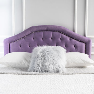 Full Sized Headboard In Purple - Upholstered With Button Tufting And Cool Nailhead Accents Bedroom For Size Bed Modern Style Texture Details