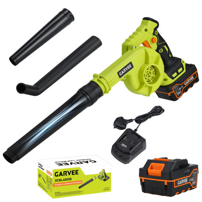 Souffleur de feuilles sans fil 20 V – 188 km/h, 2,1 m³/min, léger, avec batterie 4,0 Ah et chargeur rapide, tube en 3 sections pour pelouse, jardin, terrasse et neige – Vert (Paiement par correspondance)