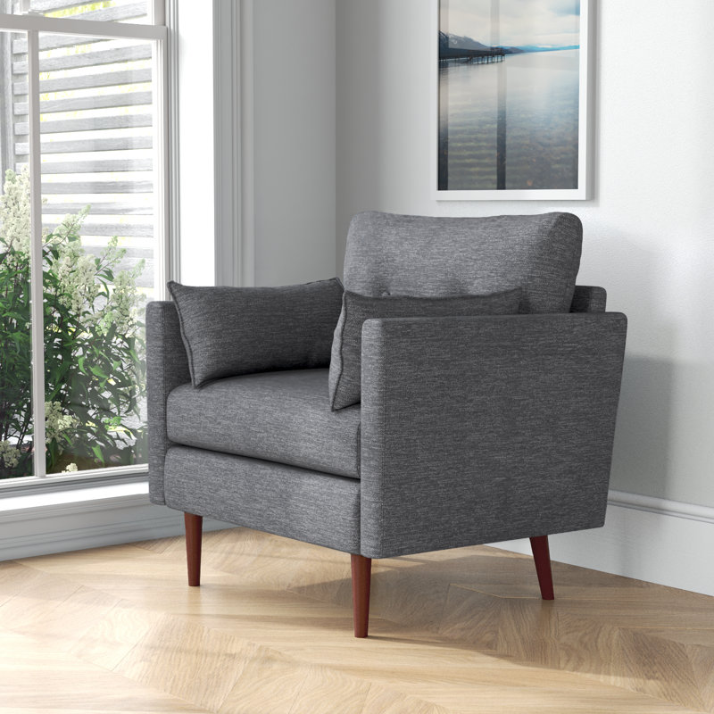 Fauteuil club en polyester capitonné l 34,5 po Ariahana, Gris anthracite