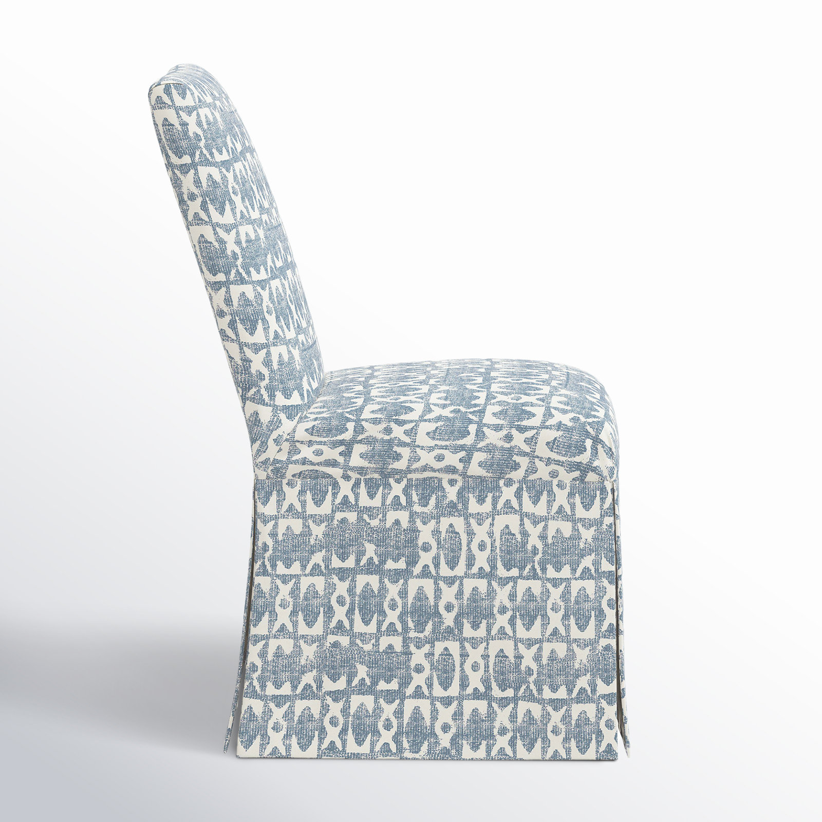Silvia Upholstered Parsons Chair, Texture Block Blue