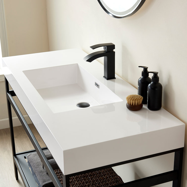 Ablitas 48 in. Rectangular Composite Granite Stone Bathroom Vanity Sink