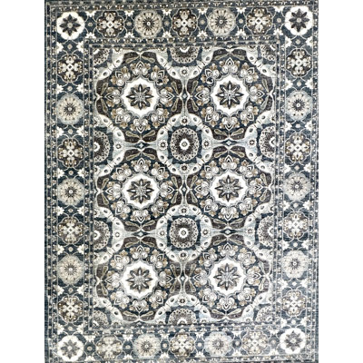 Proprietary Patterns Hand Knotted Wool Southwestern Area Rug in Heron Denim