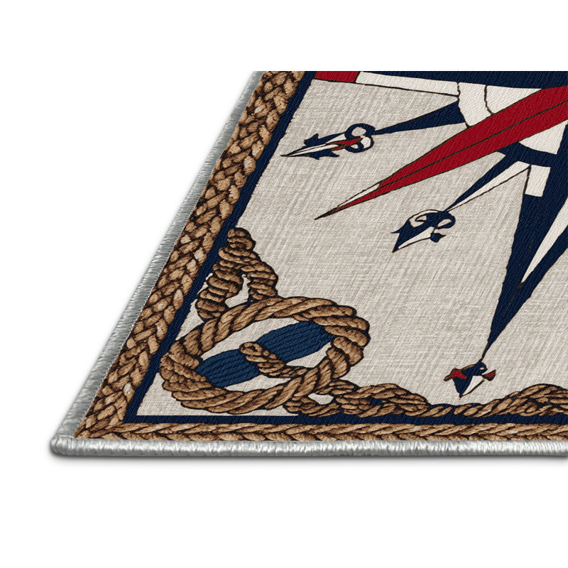 Tapis nautique lavable avec marqueurs de direction cardinaux, Rectangulaire 2 pi x 3 pi