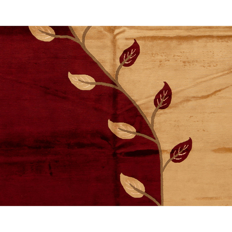 Tapis beige et rouge noué à la main de haute qualité
