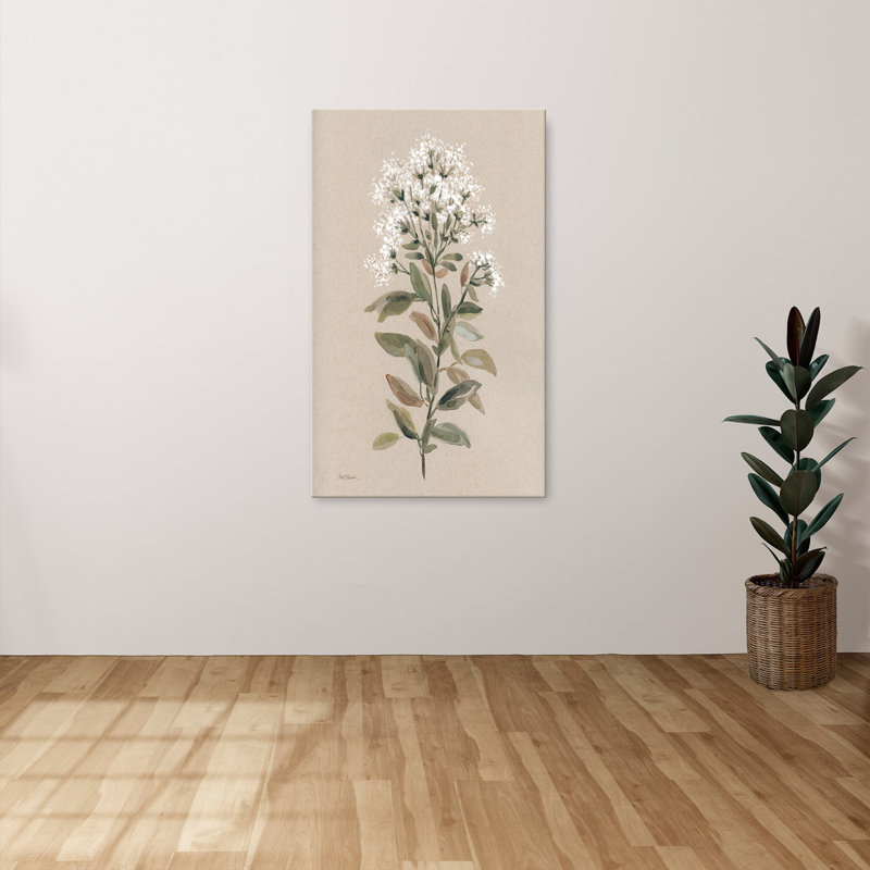 "White Floral Stem II" par Carol Robinson, reproduction sur toile, H 30 po x l 18 po x P 1 po