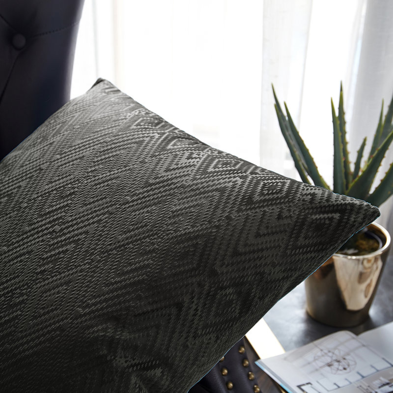 Housse de coussin rectangulaire en velours Ikat, Métal industriel