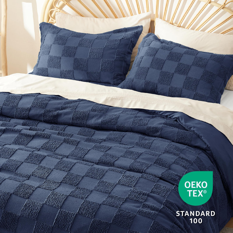 Bedsure  Grid Tufted Duvet Cover, Natural, Queen