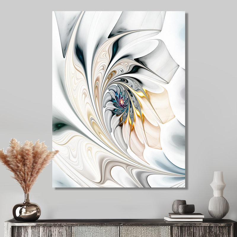 Vitrail blanc, art floral - art mural floral, Toile tendue, H 44 po x l 34 po, Sans cadre