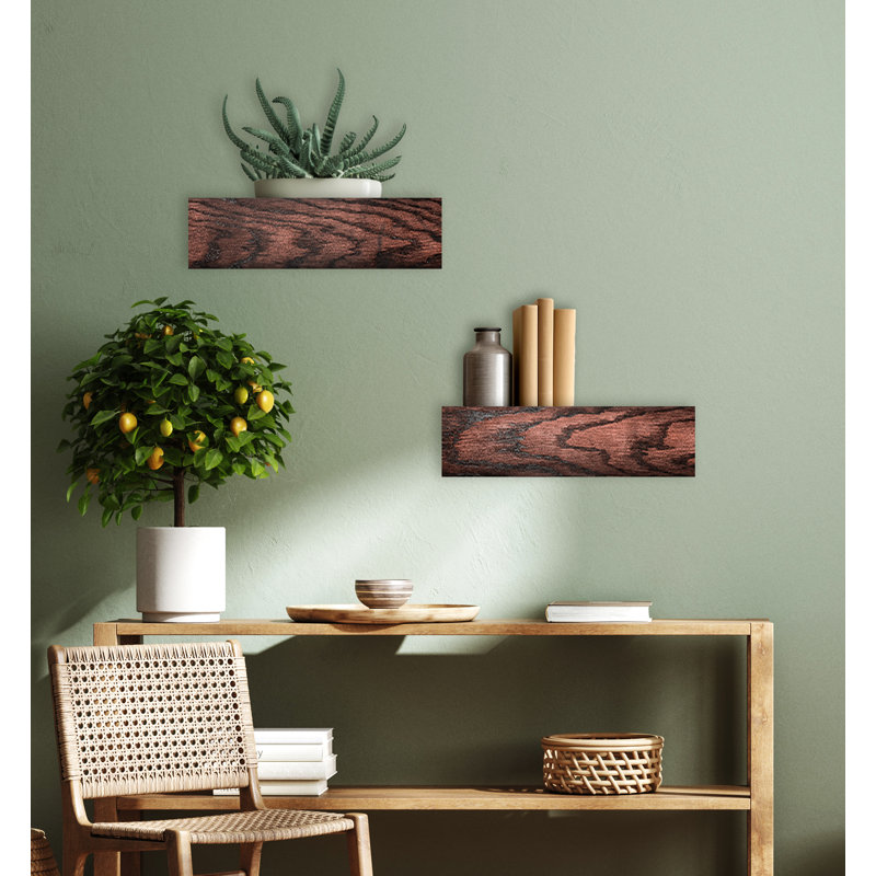 Emerald Lee 2 Piece Oak Floating Shelf, 6" H x 23" W x 8" D
