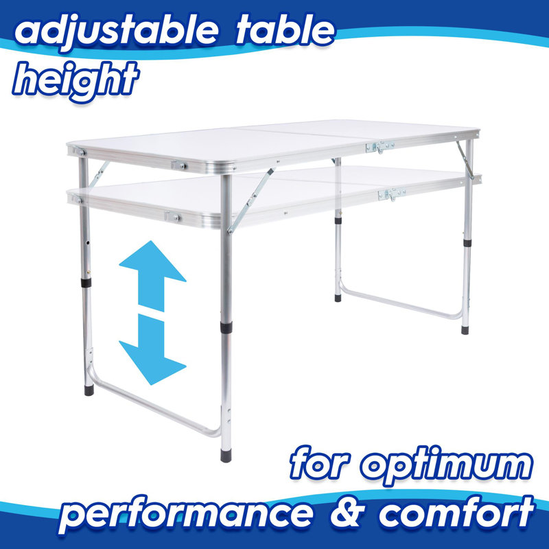 120cm Rectangular Adjustable Folding Table, White