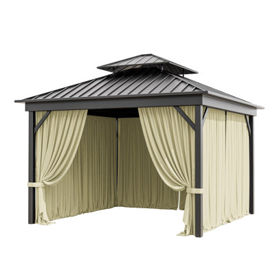 10X10 Ft. Outdoor Gazebo Curtains 4-Panels Polyester Side Wall For Gazebo, Only Curtains