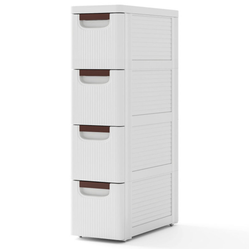 4-Drawer Rolling Organizer Unit Narrow Storage Cabinet with Built-In Wheels for Small Space