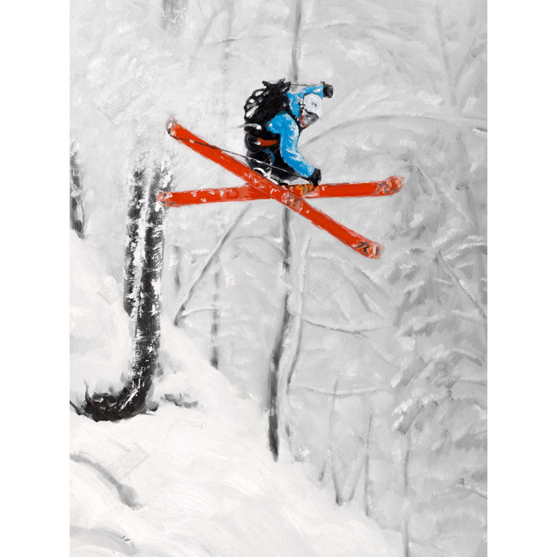 «Man Cave Holidays - Skiing Offpiste Terrain», toile encadrée
