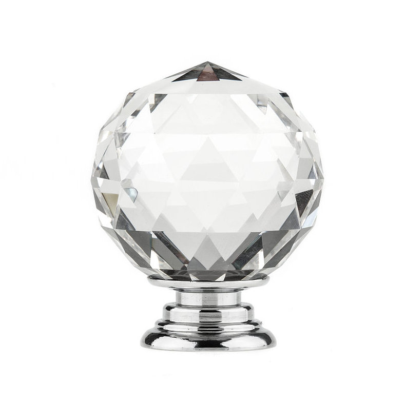 2" Diameter Round Knob, Clear/Chrome