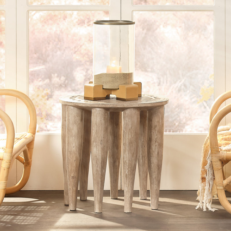 Naga Solid Wood End Table, Brown