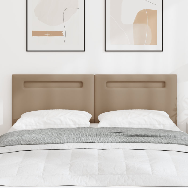 Headboard Plain Design Faux Leather, 88cm H x 90cm W x 7cm D, Brown, European Double (140 x 200 cm)