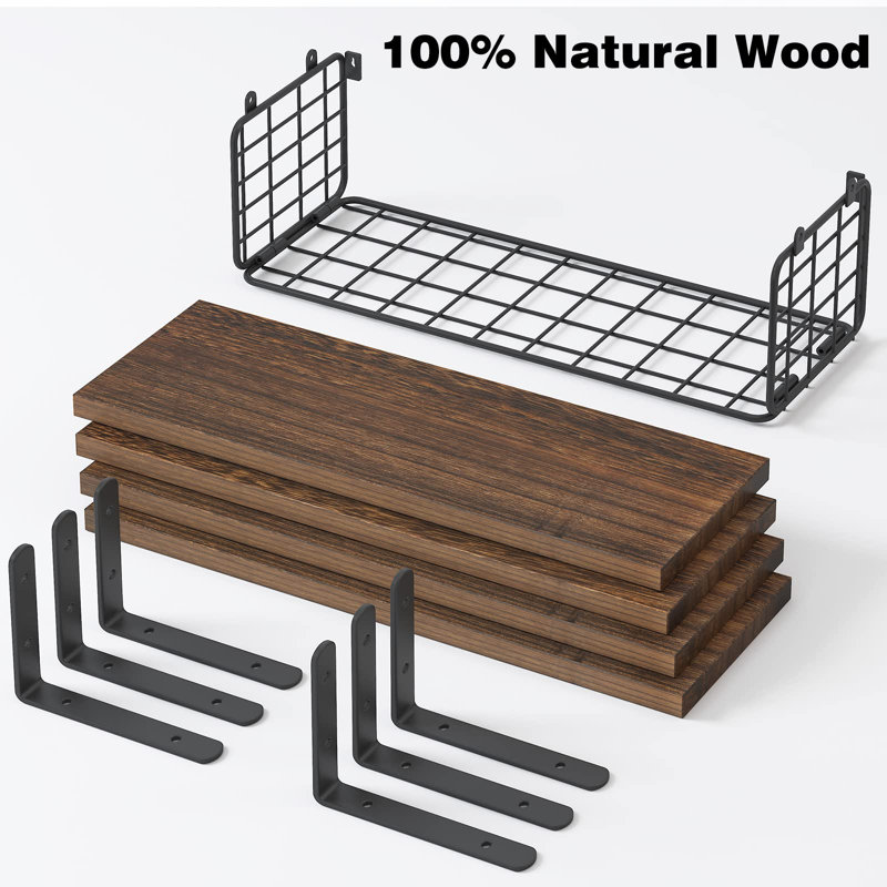 Piece Floating Shelf, Dark Brown/Black