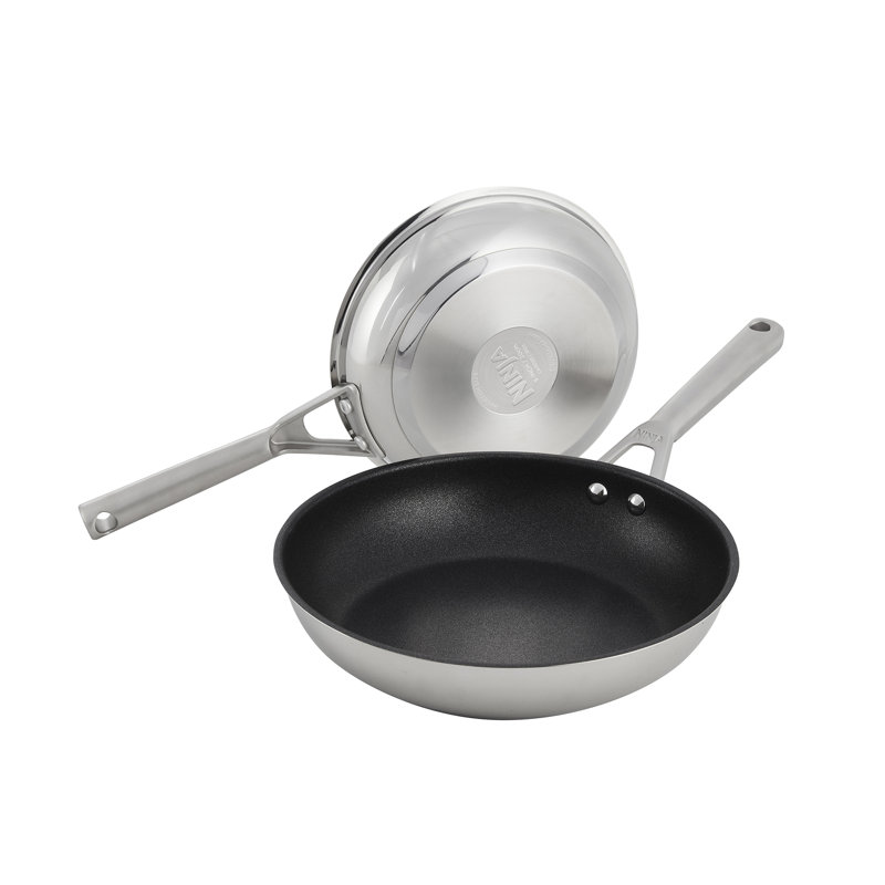 Ninja ZEROSTICK Stainless Steel 2 Piece Frying Pan Set (20cm/26cm) C62100UK Stainless Steel/