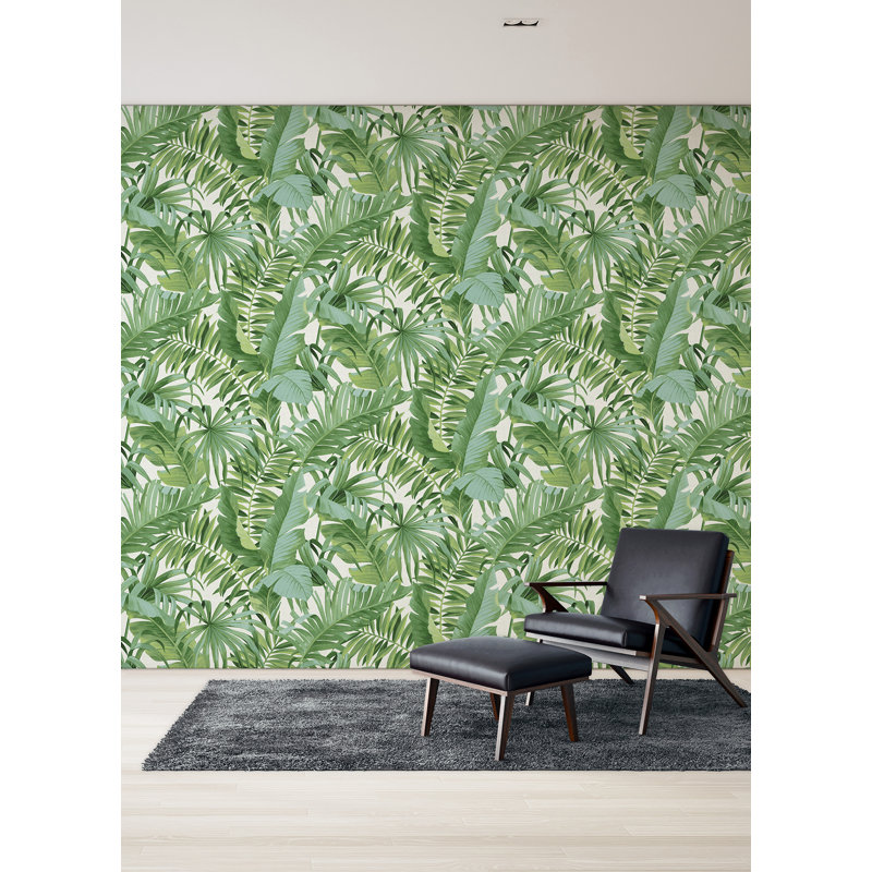 Murale verte feuille de palmier tropical
